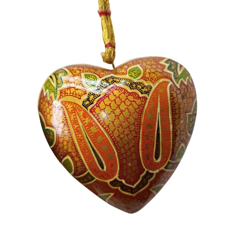 Vintage Painted Heart‎ Christmas Ornament Holiday Tree Decoration